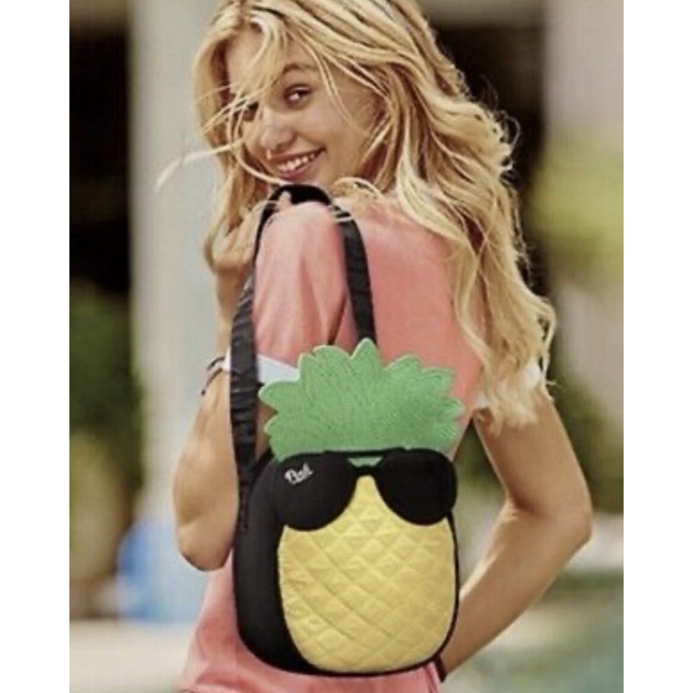 VICTORIA'S SECRET PINK PINEAPPLE BEACH COOLER TOTE LUNCH SHOULDER BAG NWT